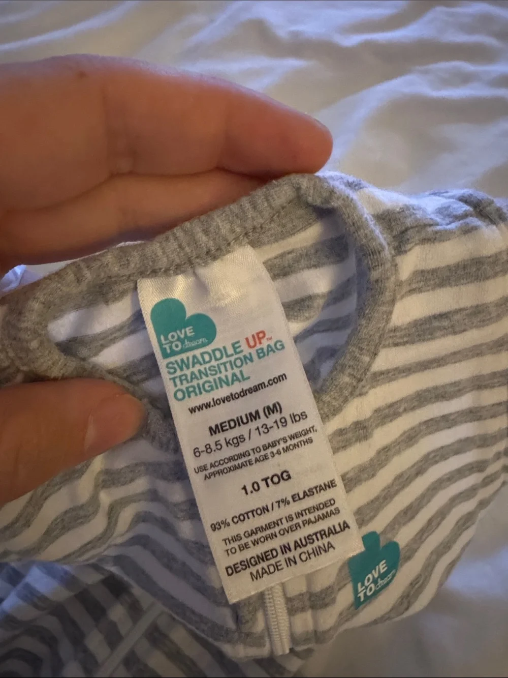 Love to dream Gray & White Striped Sleeveless Sleep Sack with Front Zip